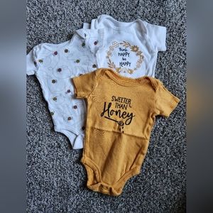 3 pack honey bee onesies.